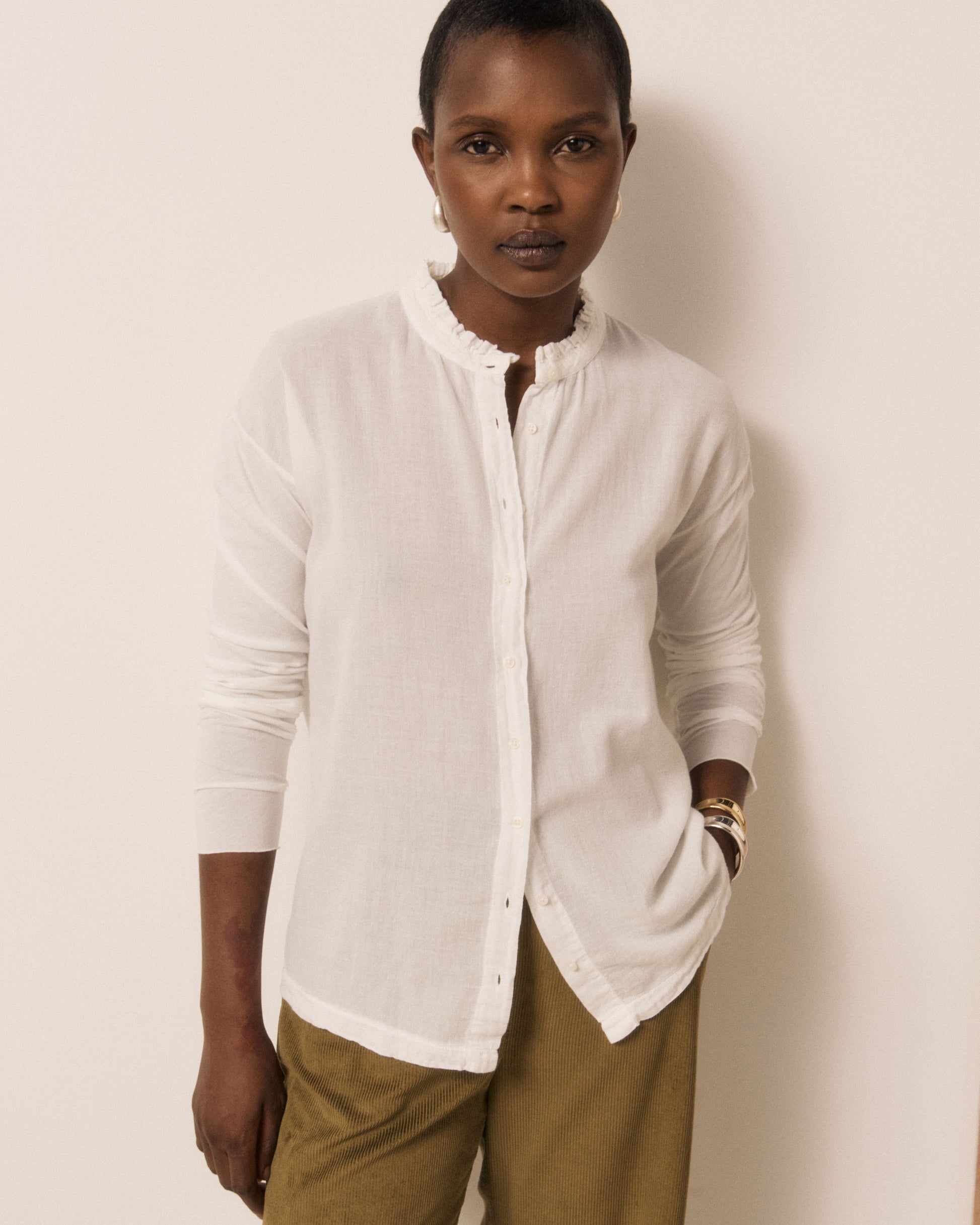 Chemise Femme en Coton Double Face Ecru Takalo