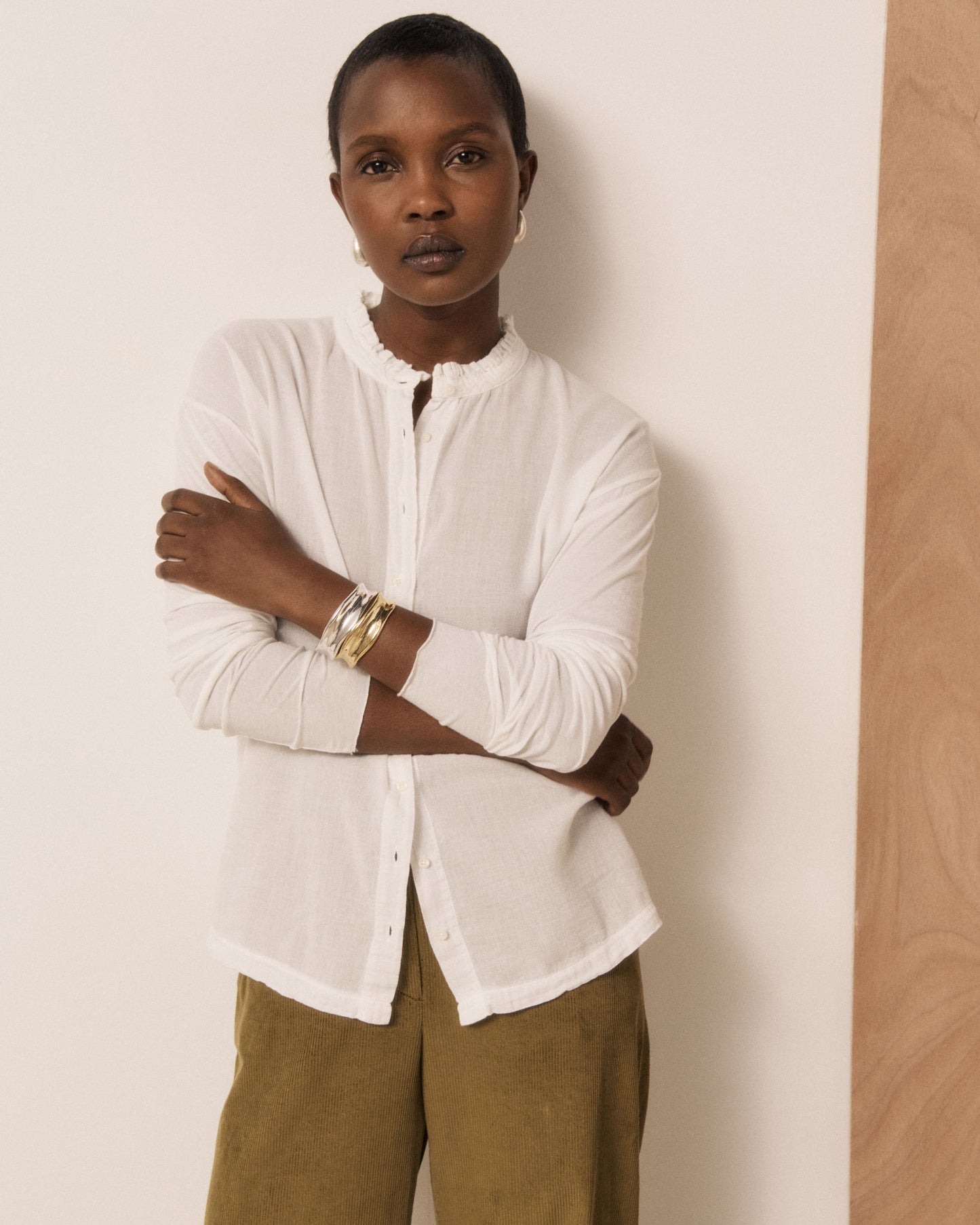 Chemise Femme en Coton Double Face Ecru Takalo
