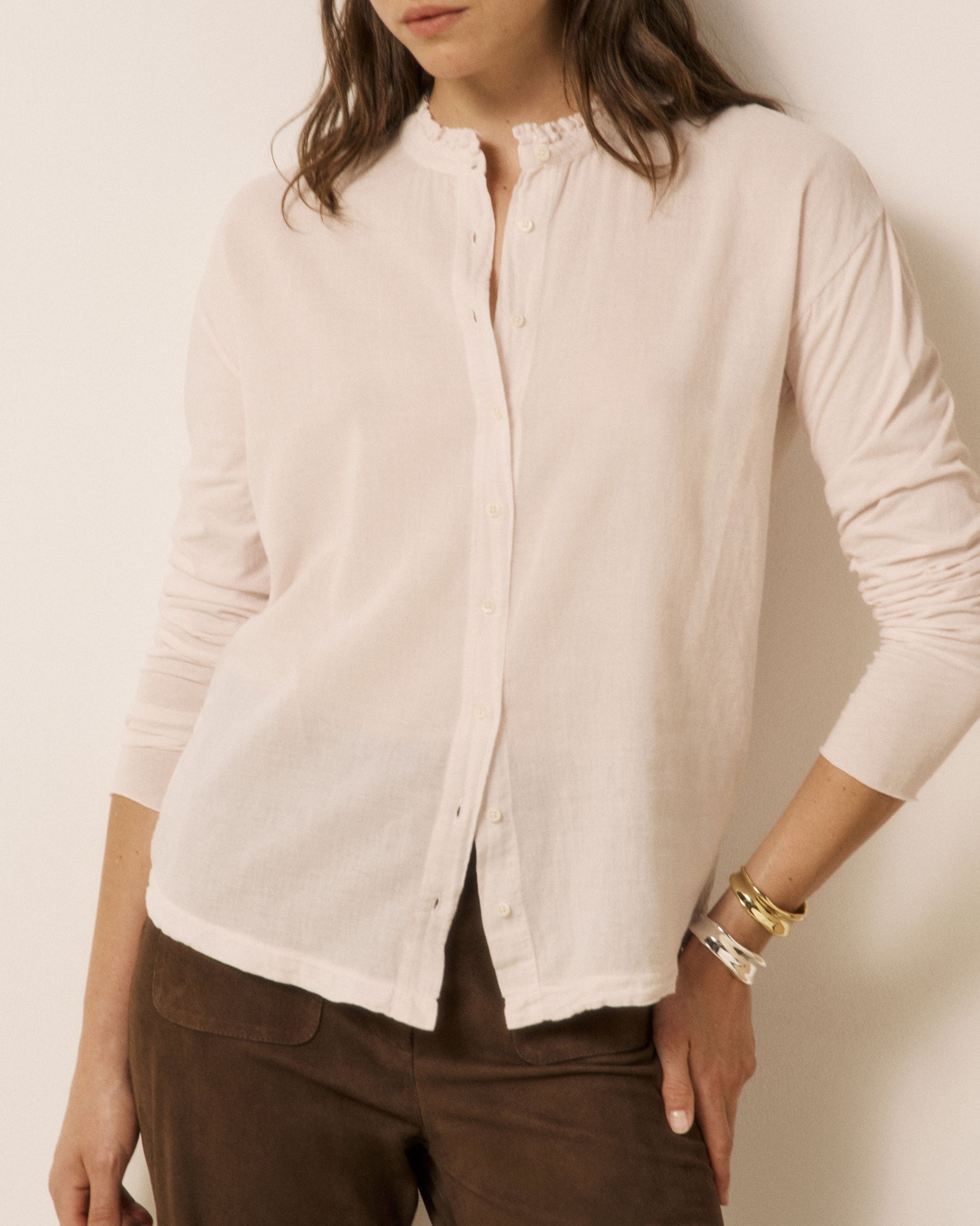 Chemise Femme en Coton Double Face Beige Takalo