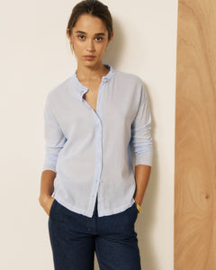 Chemise Femme en Coton Double Face Bleu Ciel Takalo