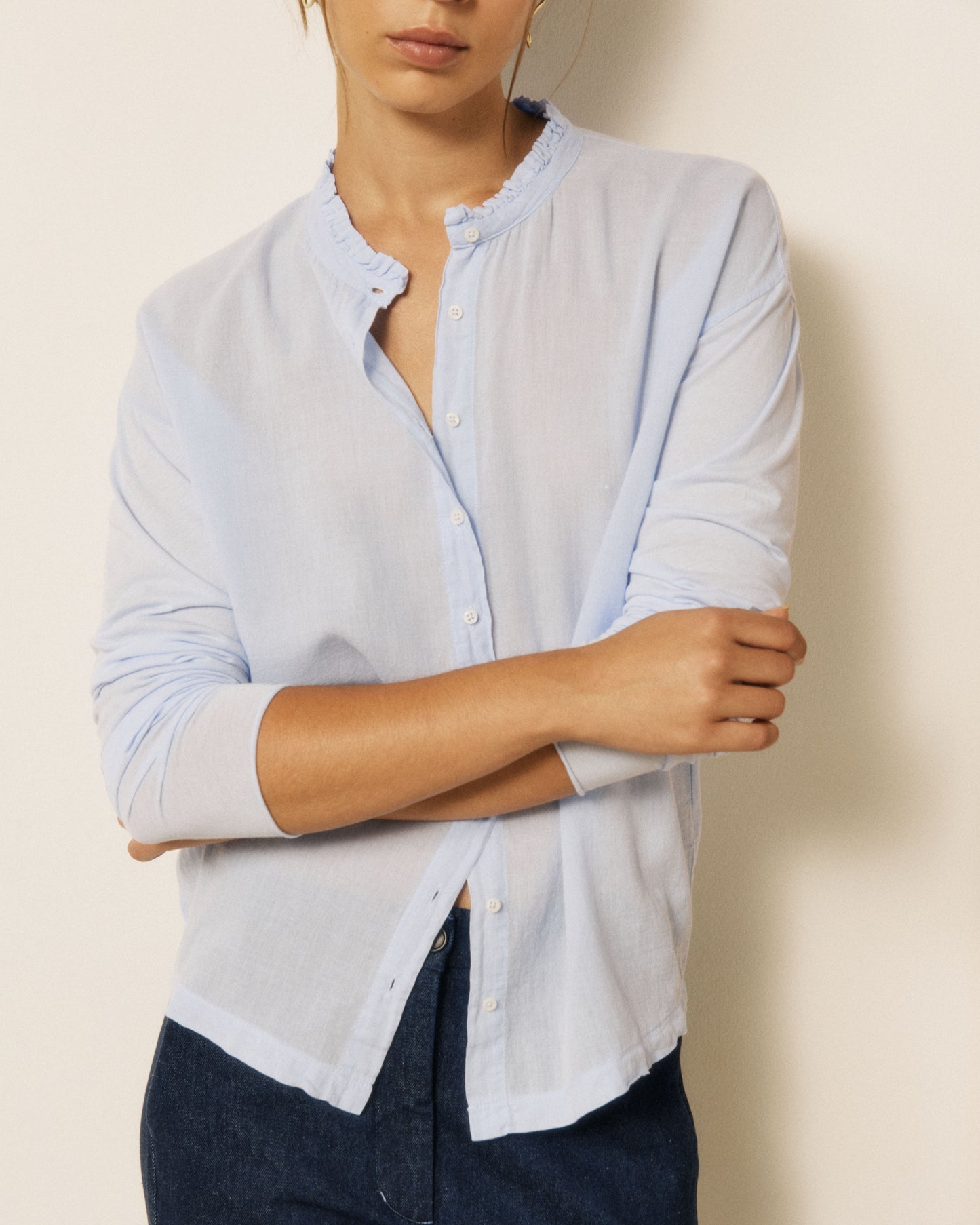 Chemise Femme en Coton Double Face Bleu Ciel Takalo