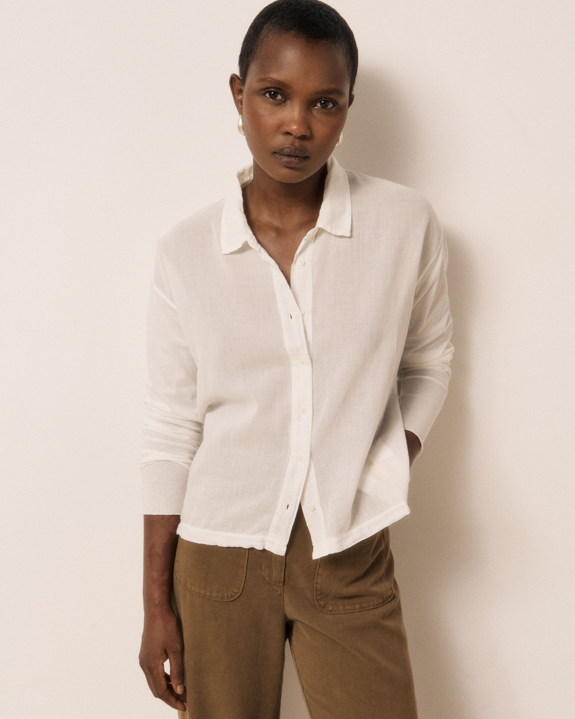 Chemise Femme en Coton Double Face Ecru Tanjona