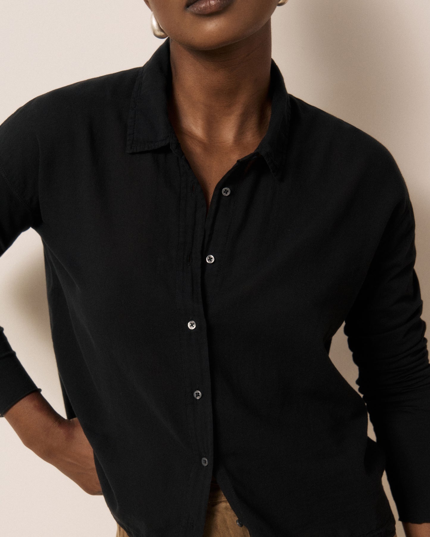 Chemise Femme en Coton Double Face Noir Tanjona