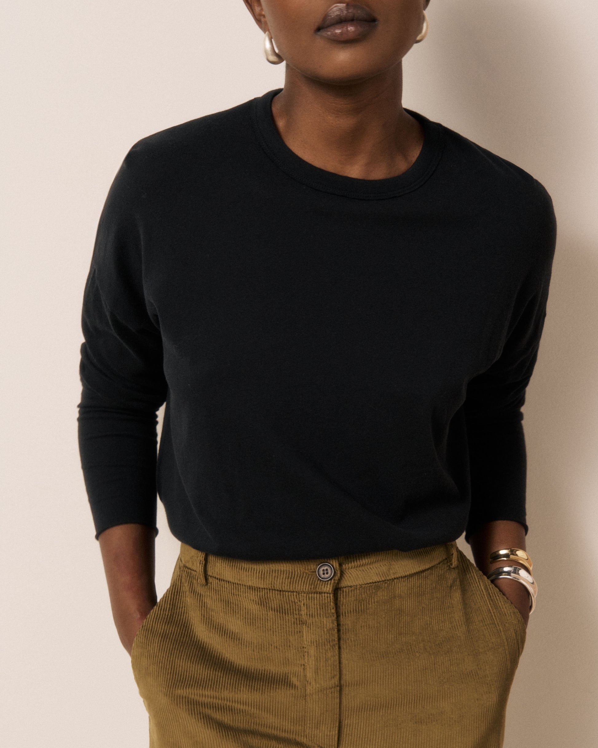 T-shirt Femme en Coton & Modal Noir Tamour