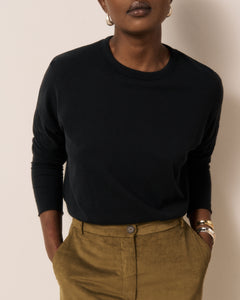 T-shirt Femme en Coton & Modal Noir Tamour
