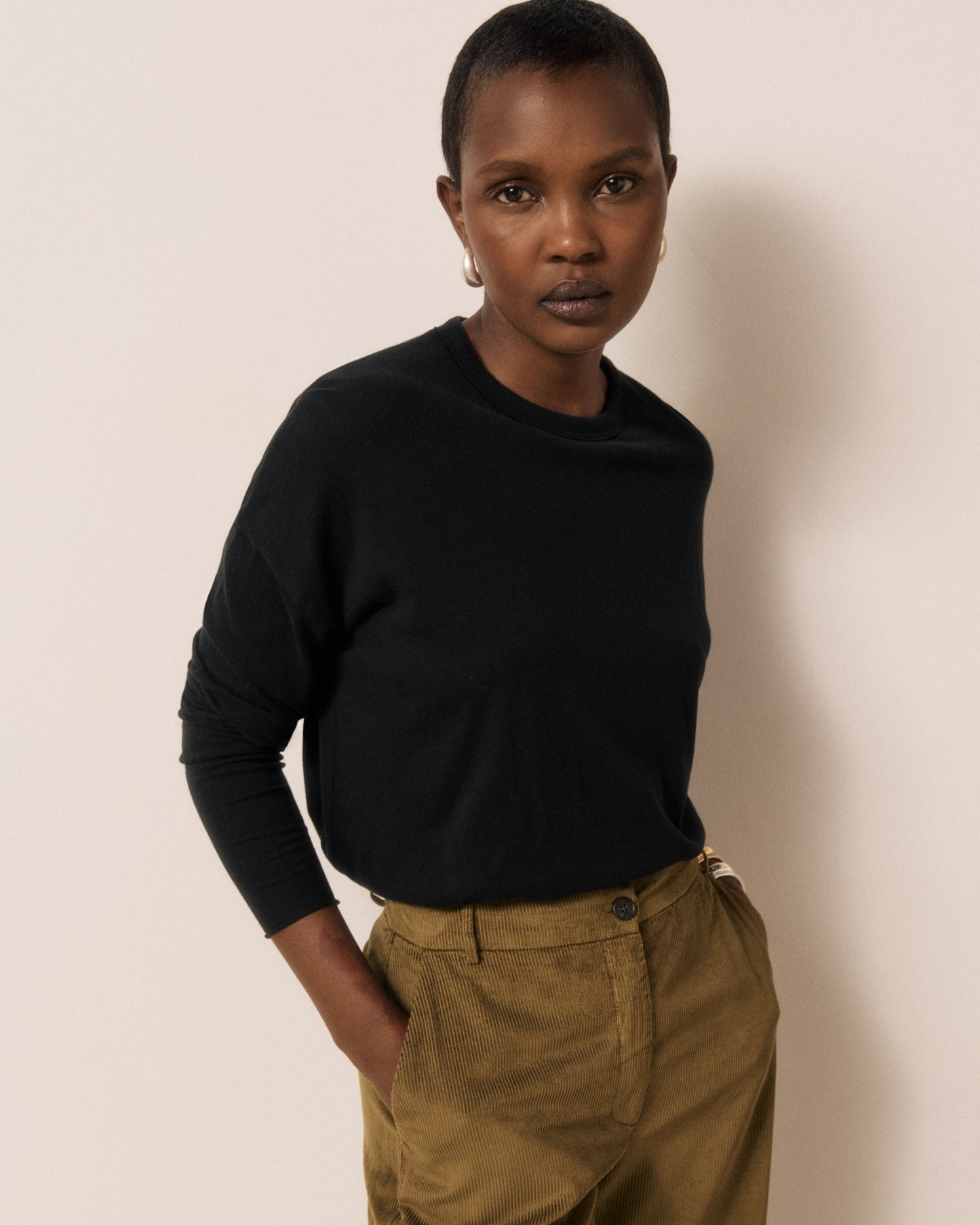 T-shirt Femme en Coton & Modal Noir Tamour