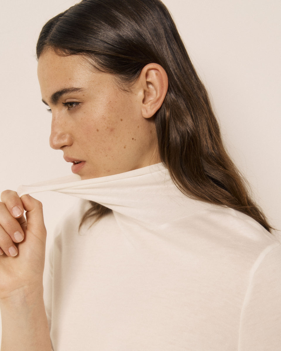 T-shirt Femme en Coton & Modal Ecru Typhan - Image principale