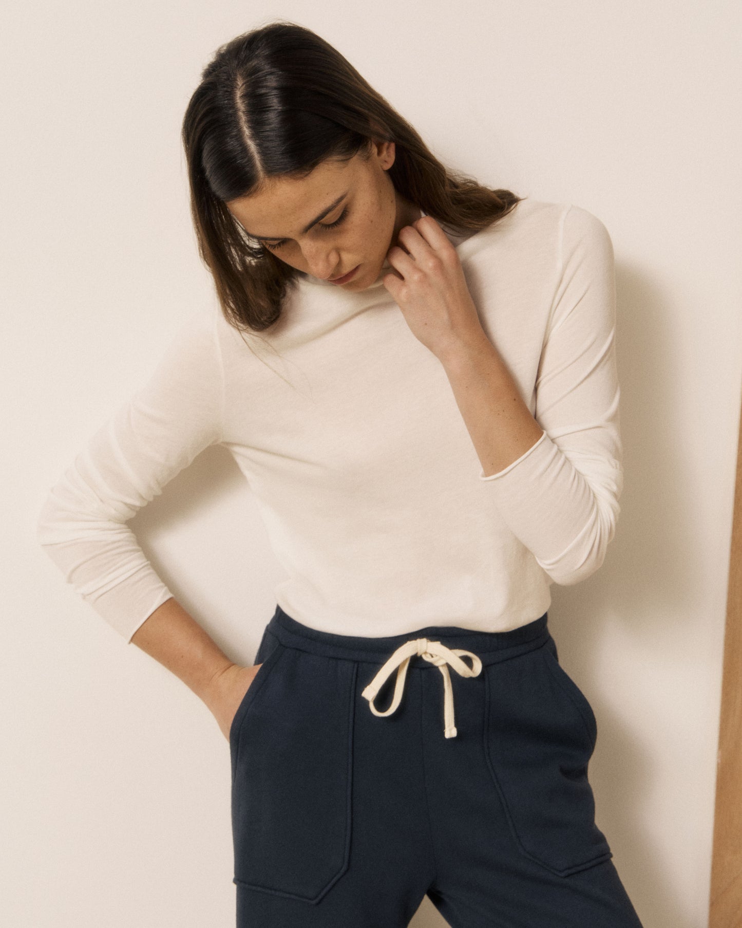 T-shirt Femme en Coton & Modal Ecru Typhan