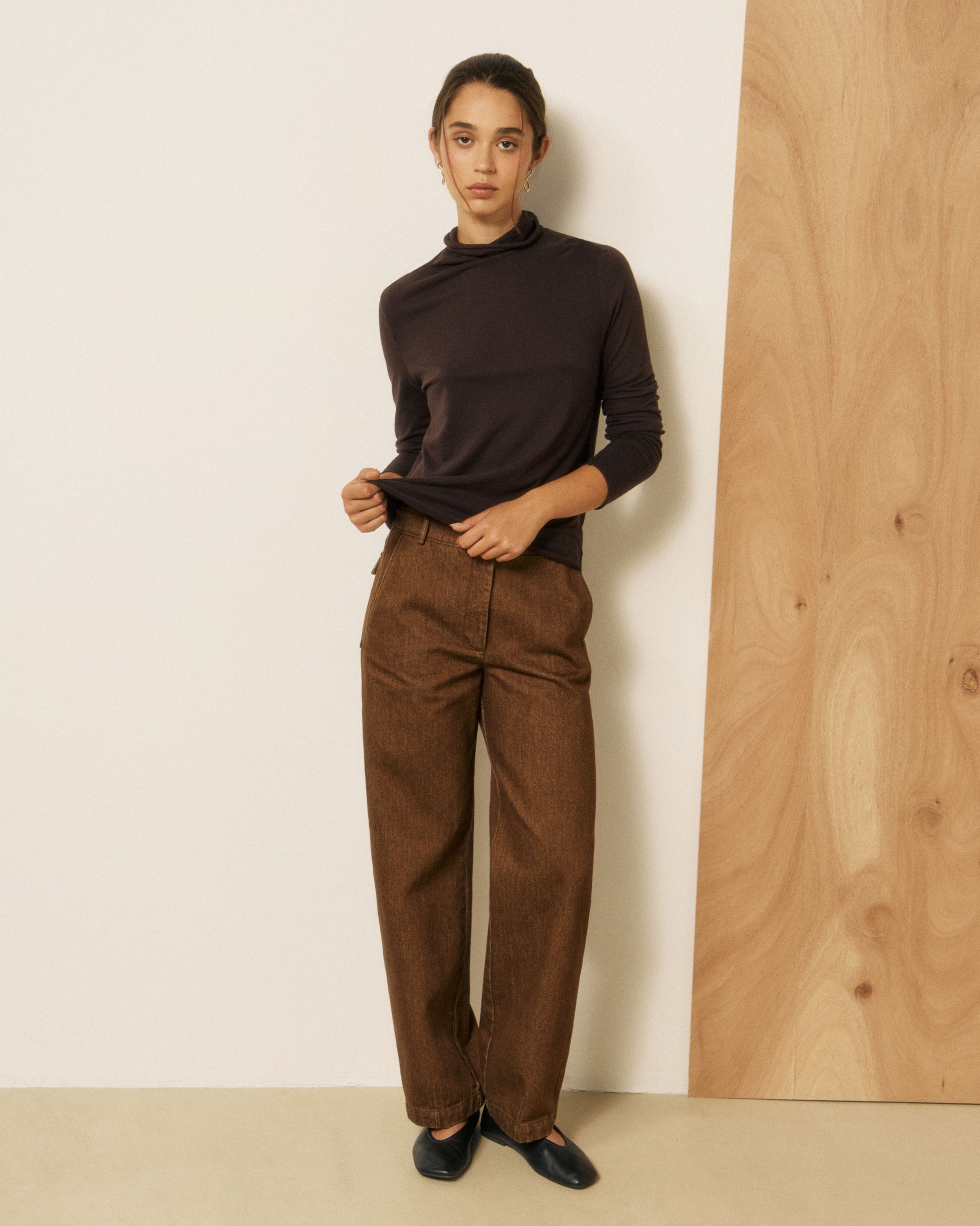 T-shirt Femme en Coton & Modal Chocolat Typhan