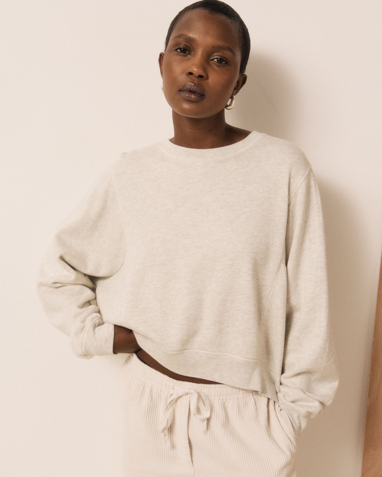 Sweatshirt Femme en Molleton Ecru Tarota