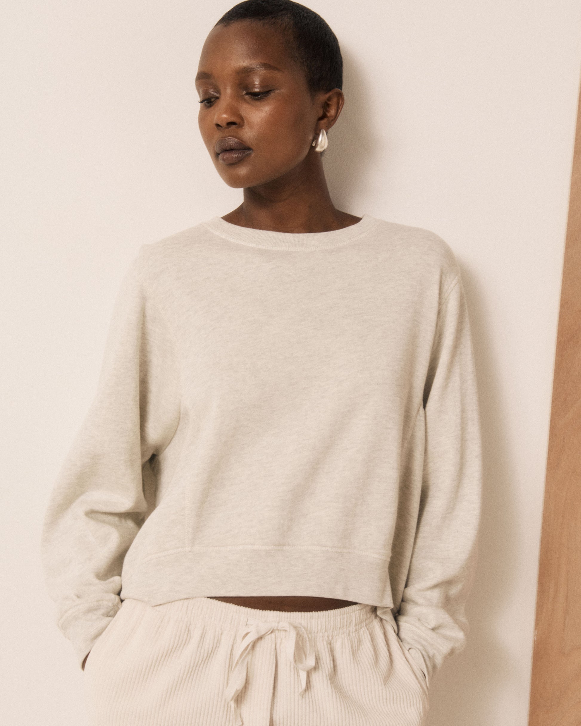 Sweatshirt Femme en Molleton Ecru Tarota