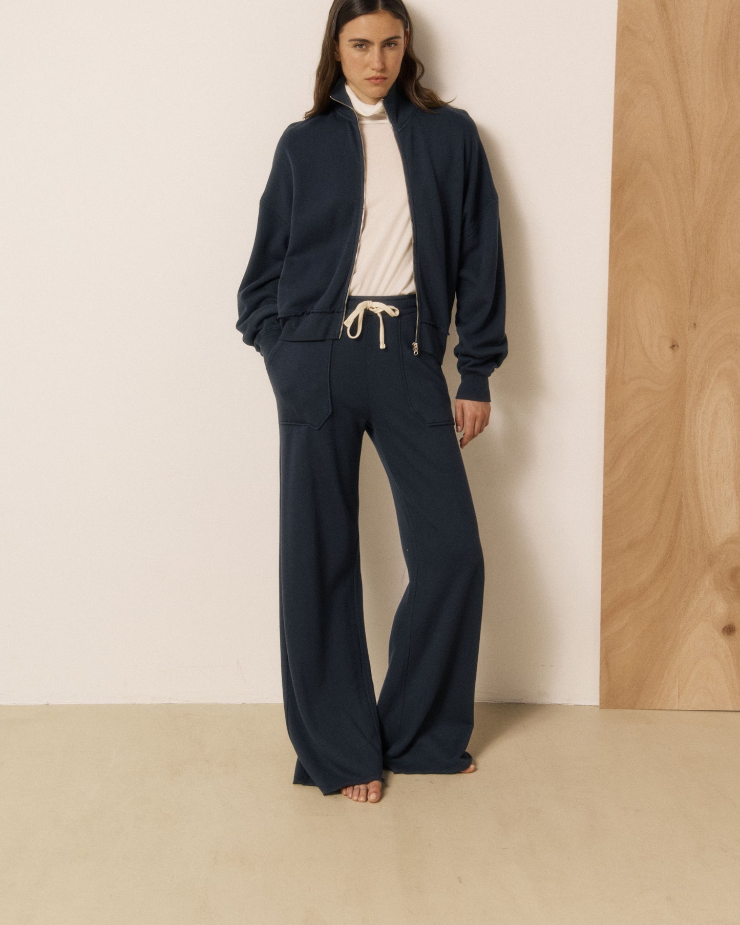 Pantalon Femme en Molleton Bleu Nuit Tihoa