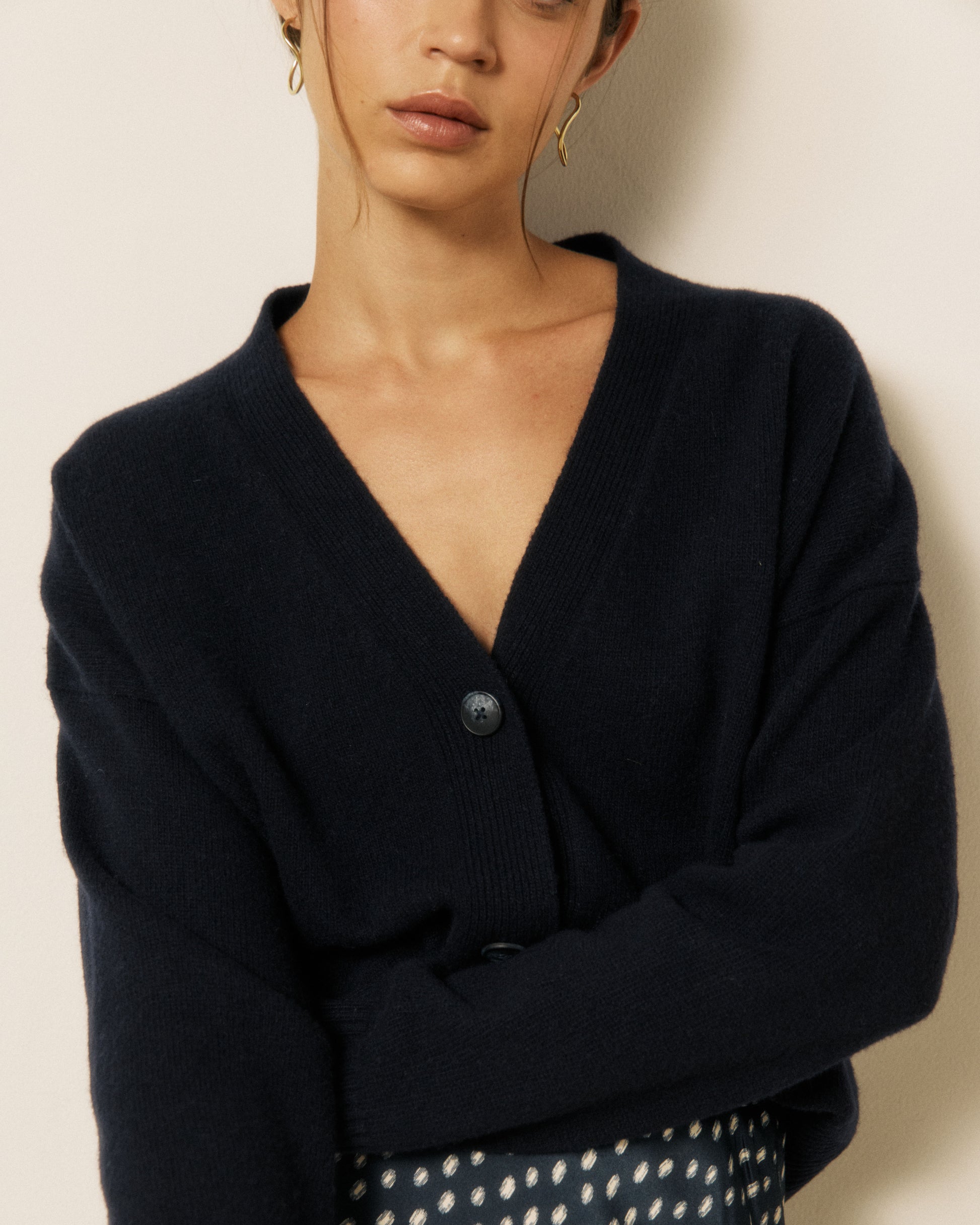 Cardigan Femme en Laine & Cachemire Bleu Marine Mosine