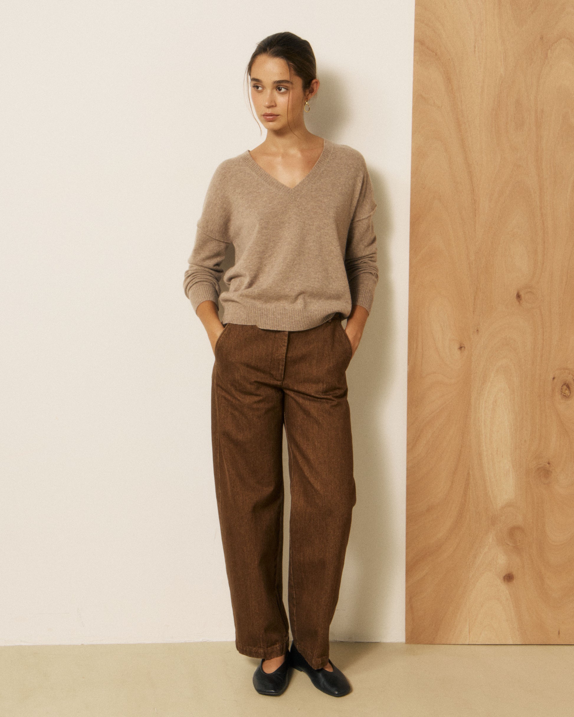 Pull Femme en Laine & Cachemire Taupe Mino