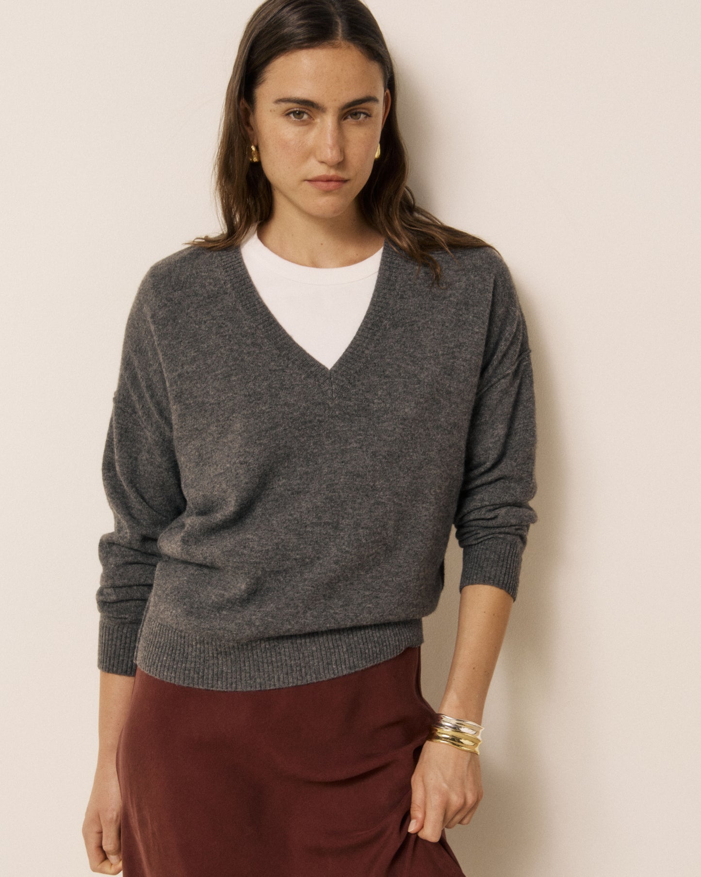 Pull Femme en Laine & Cachemire Gris Mino