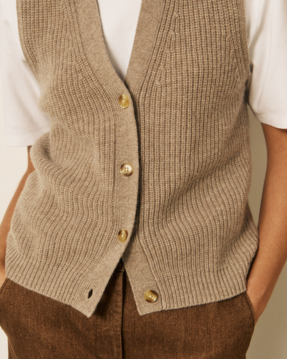 Mohea Women's Taupe Wool & Cashmere Sweater - Image 3