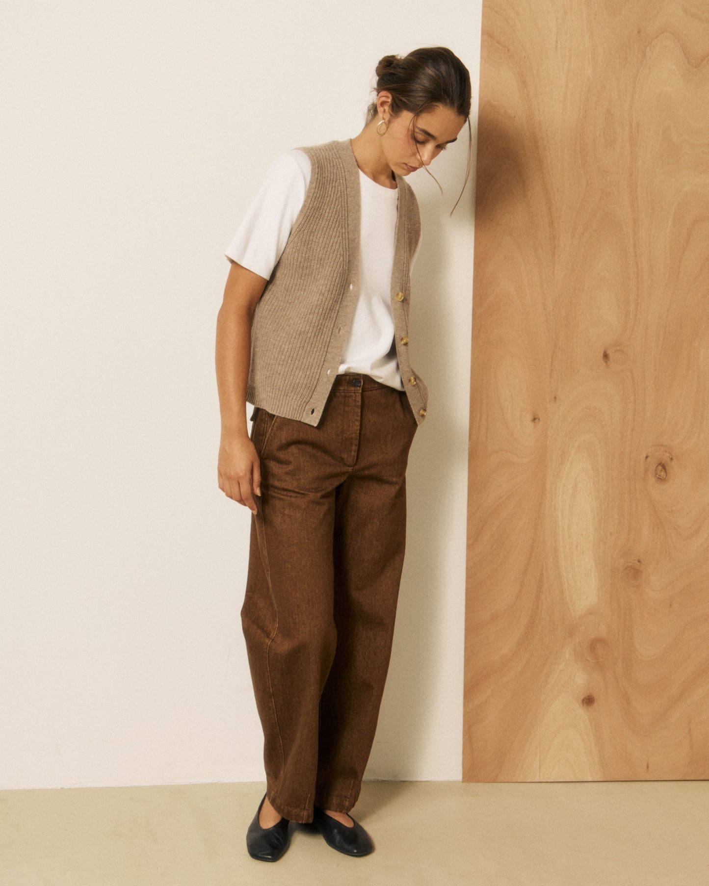 Gilet Femme en Laine & Cachemire Taupe Mohea