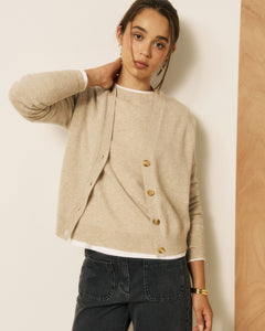 Cardigan Femme en Laine & Cachemire Ecru Moran