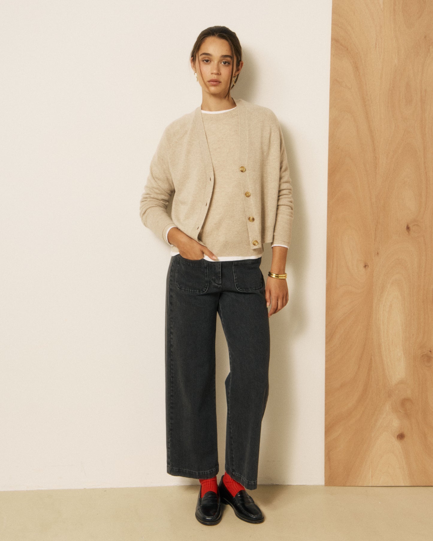 Cardigan Femme en Laine & Cachemire Ecru Moran