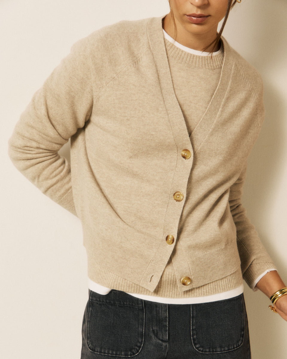 Cardigan Femme en Laine & Cachemire Ecru Moran - Image 3