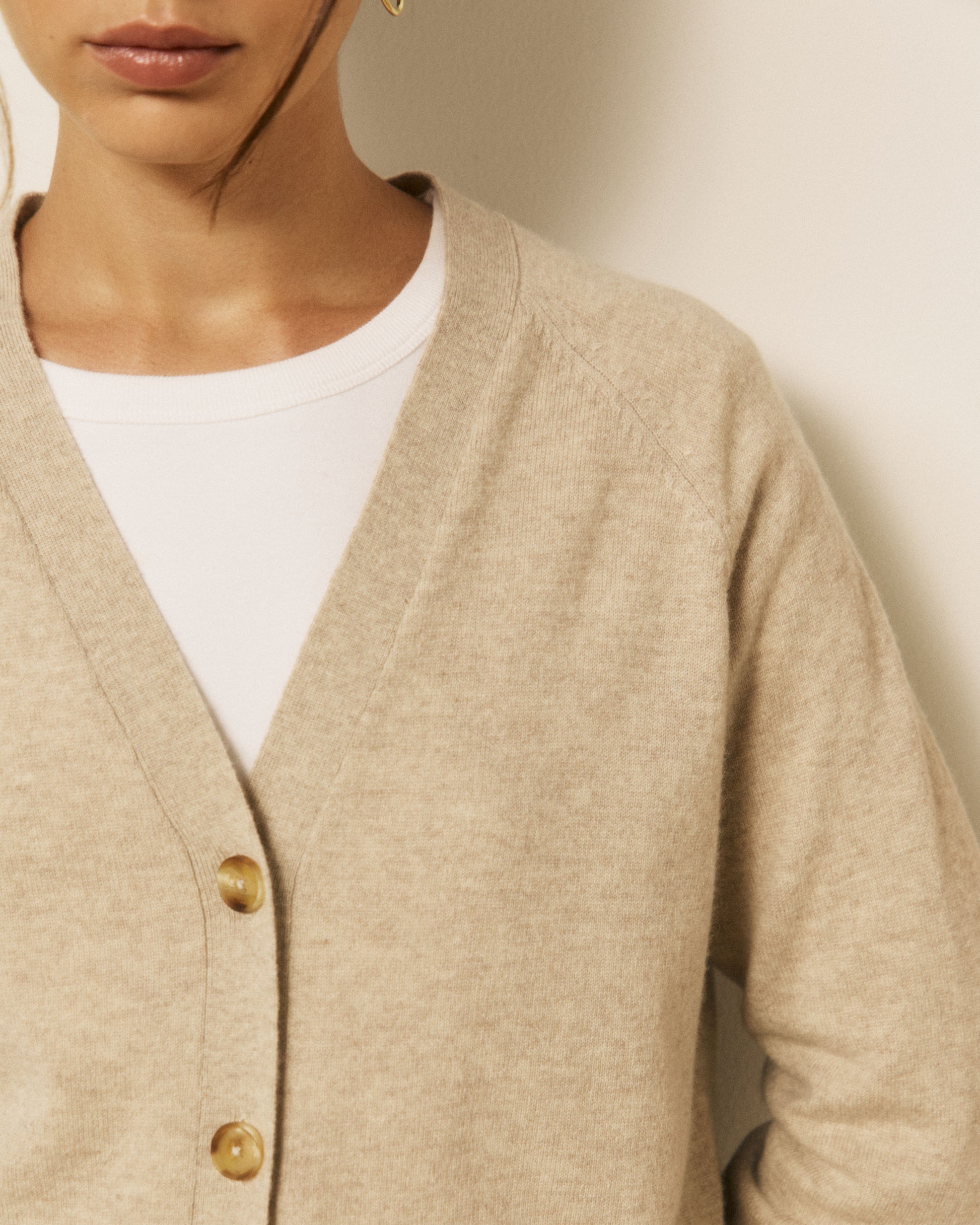 Cardigan Femme en Laine & Cachemire Ecru Moran