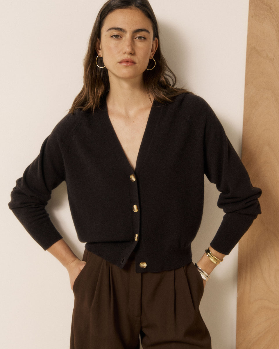 Cardigan Femme en Laine & Cachemire Marron Moran - Image principale