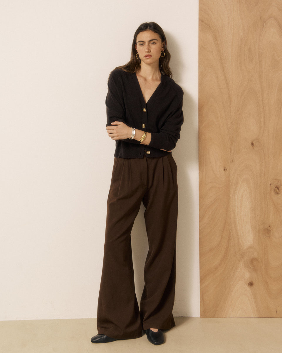 Cardigan Femme en Laine & Cachemire Marron Moran - Image 2