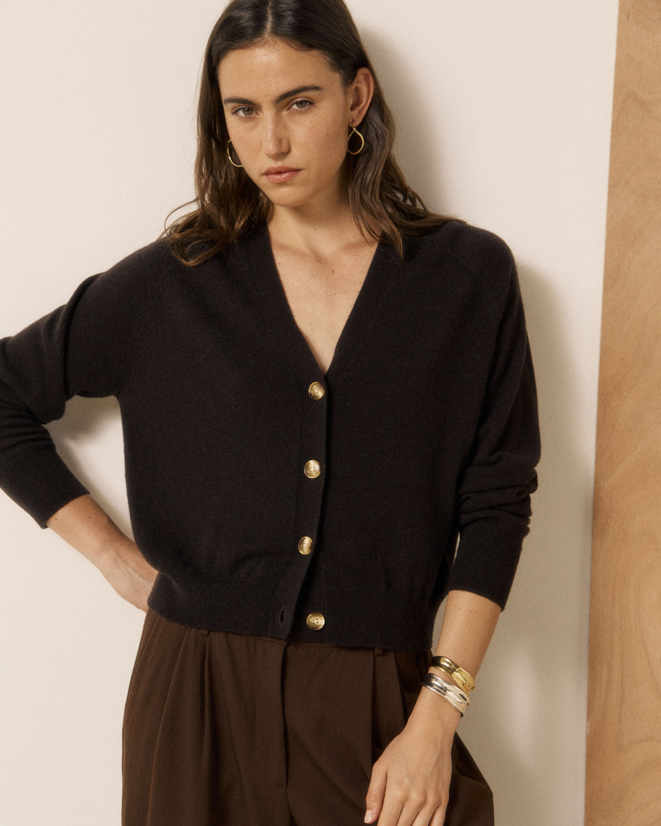 Cardigan Femme en Laine & Cachemire Marron Moran - Image 3