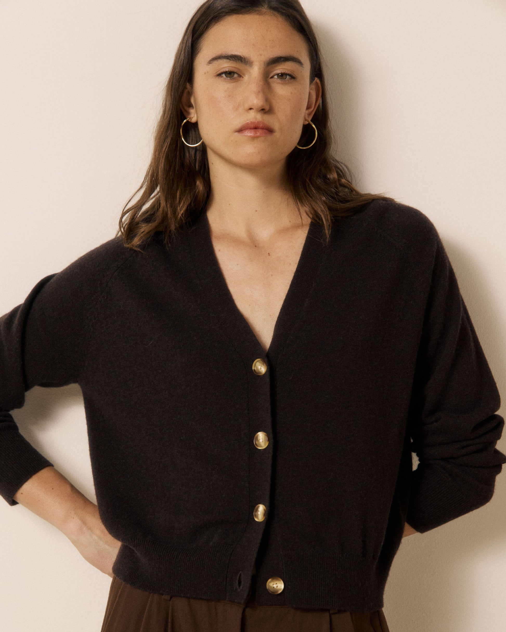 Cardigan Femme en Laine & Cachemire Marron Moran