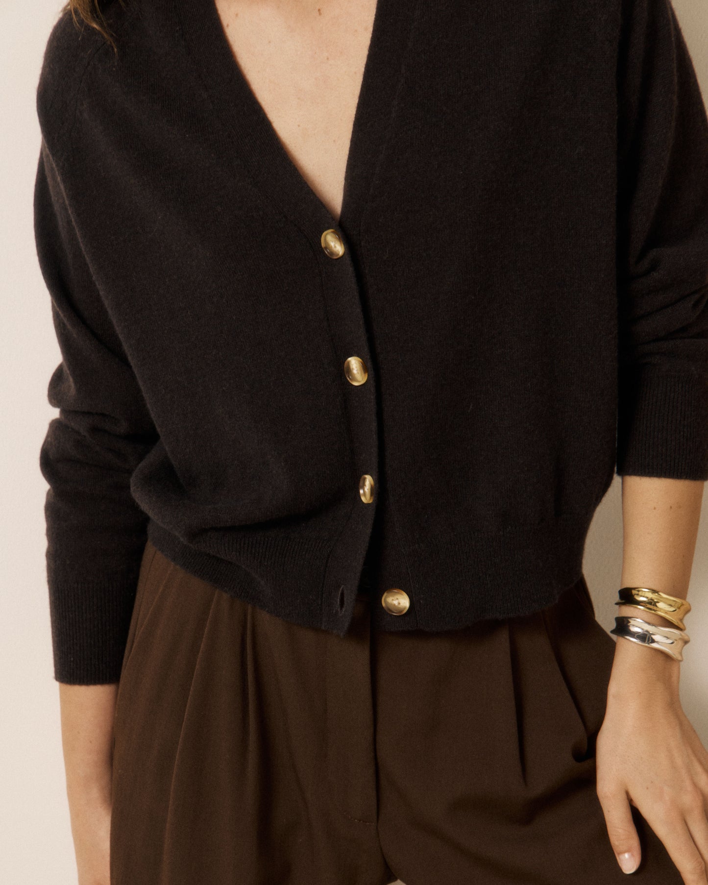 Cardigan Femme en Laine & Cachemire Marron Moran