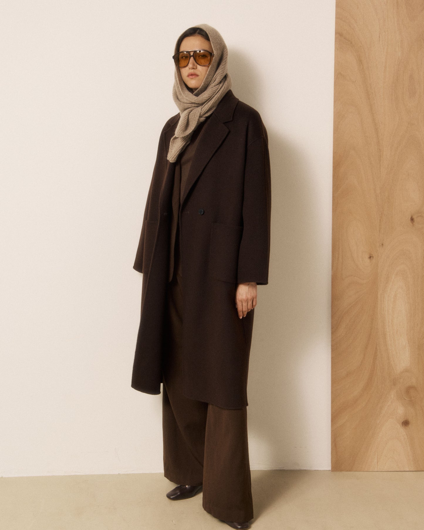 Cagoule Femme en Laine & Cachemire Taupe Mera