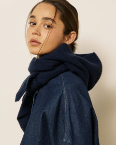 Cagoule Femme en Laine & Cachemire Bleu Marine Mera