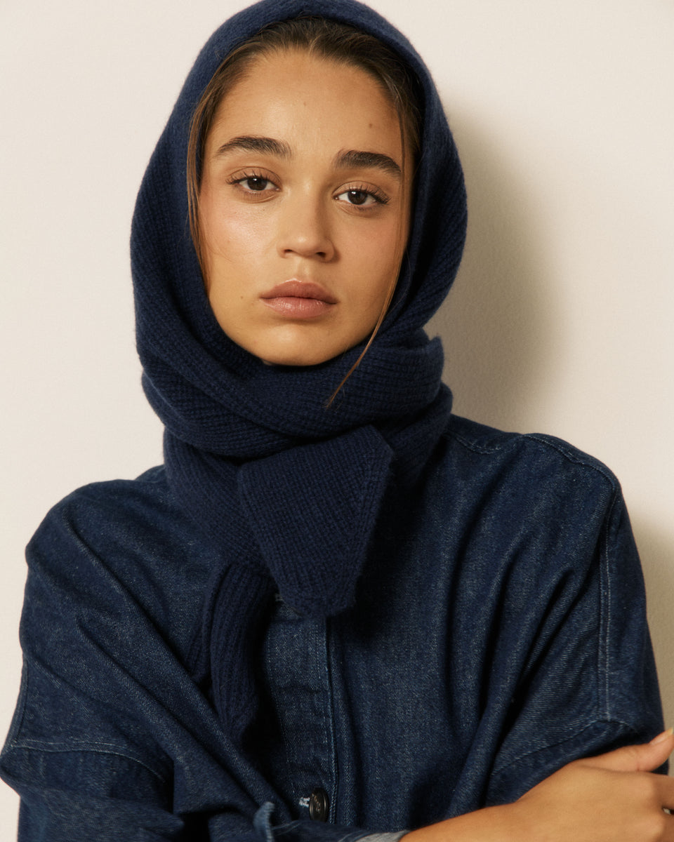 Mera Women's Navy Blue Wool & Cashmere Balaclava - Image 2
