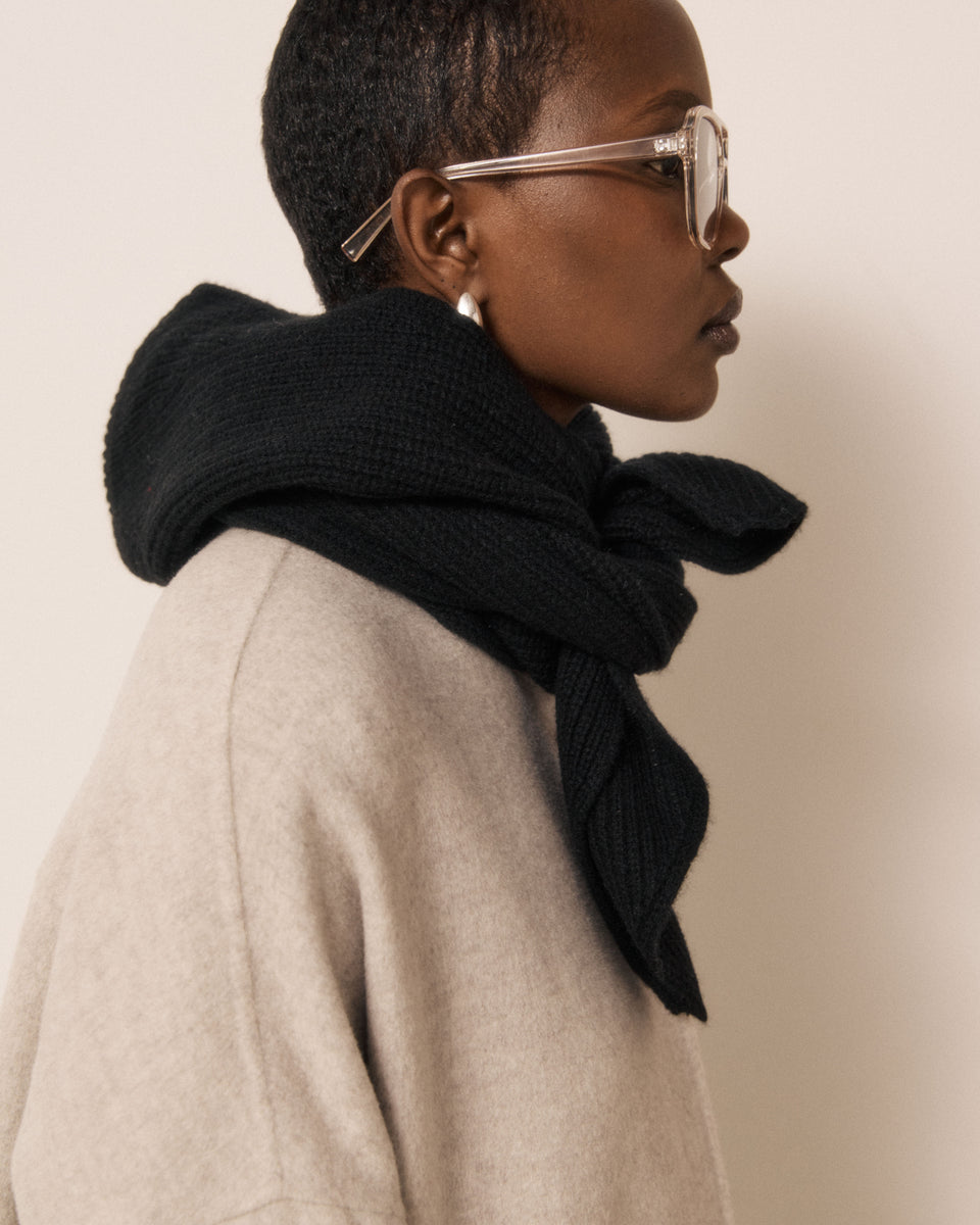 Passamontagna da donna in lana e cashmere nero Mera - Image principale