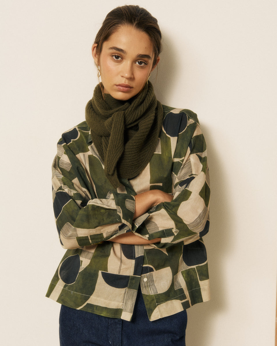 Melie Women's Khaki Wool & Cashmere Scarf - Image principale