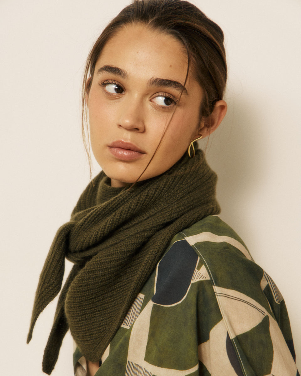 Melie Women's Khaki Wool & Cashmere Scarf - Image 3