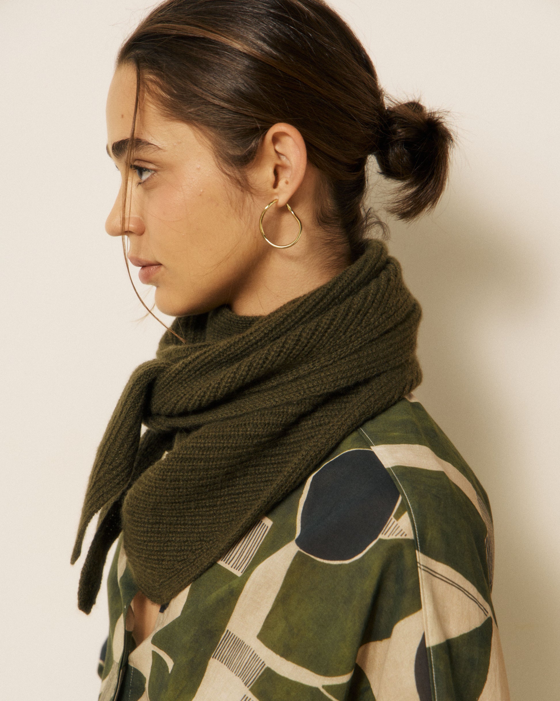 Echarpe Femme en Laine & Cachemire Kaki Melie