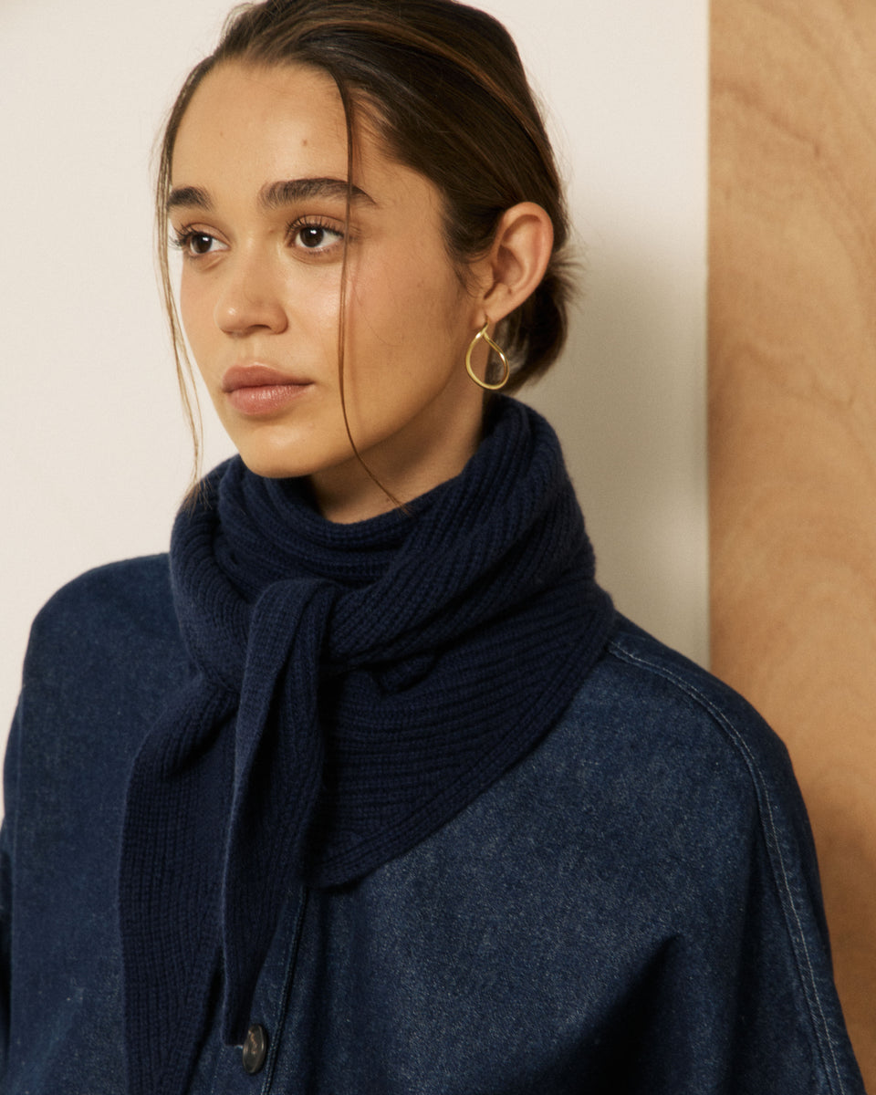Echarpe Femme en Laine & Cachemire Bleu Marine Melie - Image principale