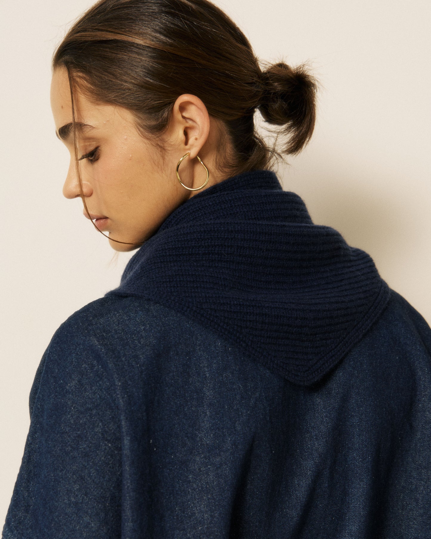 Echarpe Femme en Laine & Cachemire Bleu Marine Melie