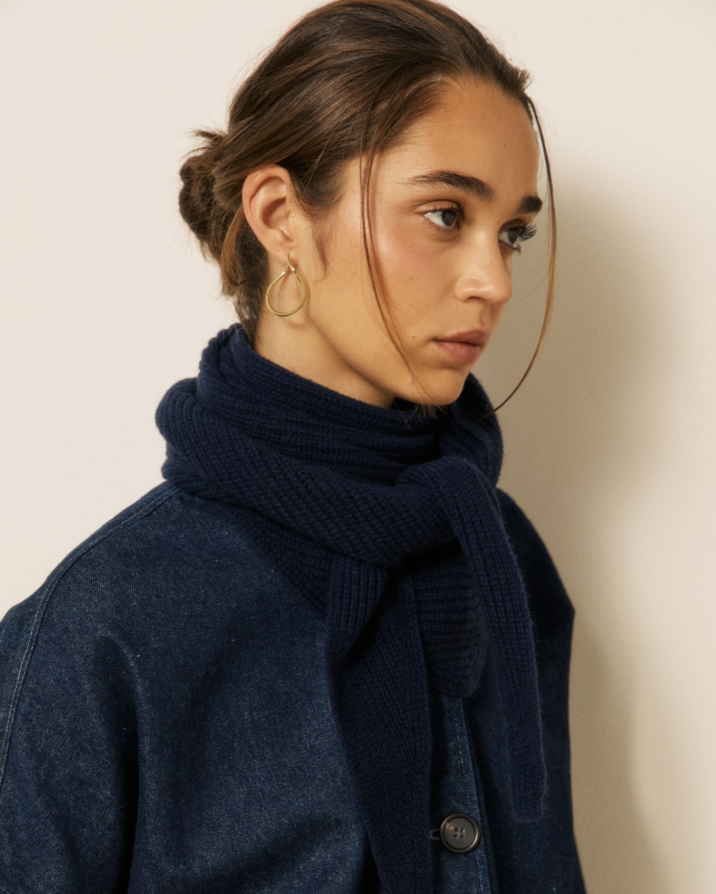 Echarpe Femme en Laine & Cachemire Bleu Marine Melie