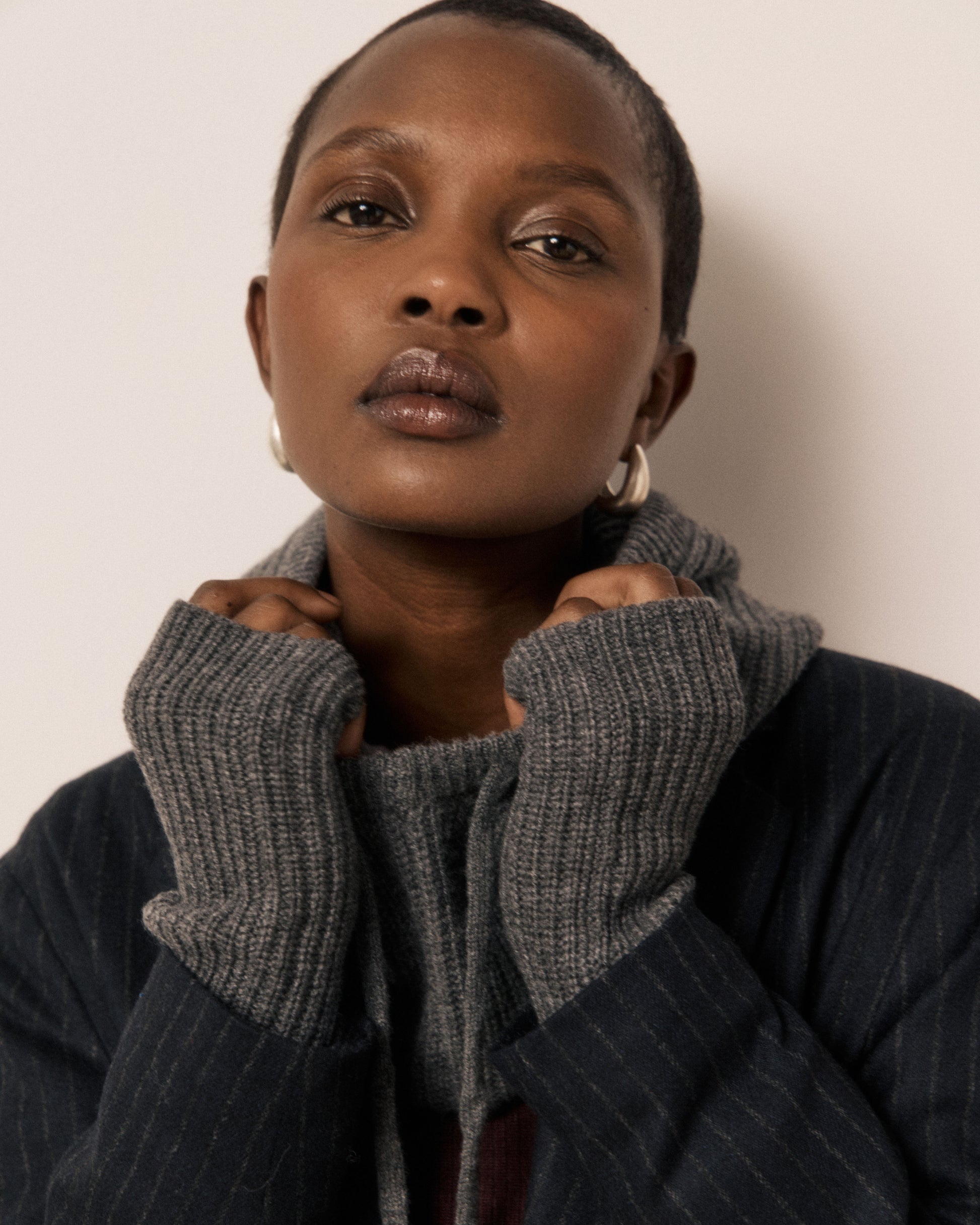 Mitaines Femme en Laine & Cachemire Gris Messia