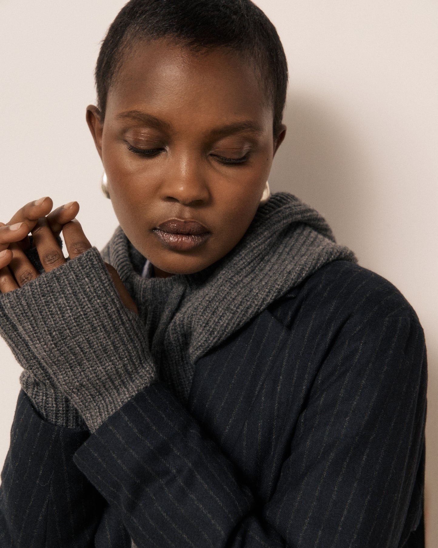 Mitaines Femme en Laine & Cachemire Gris Messia