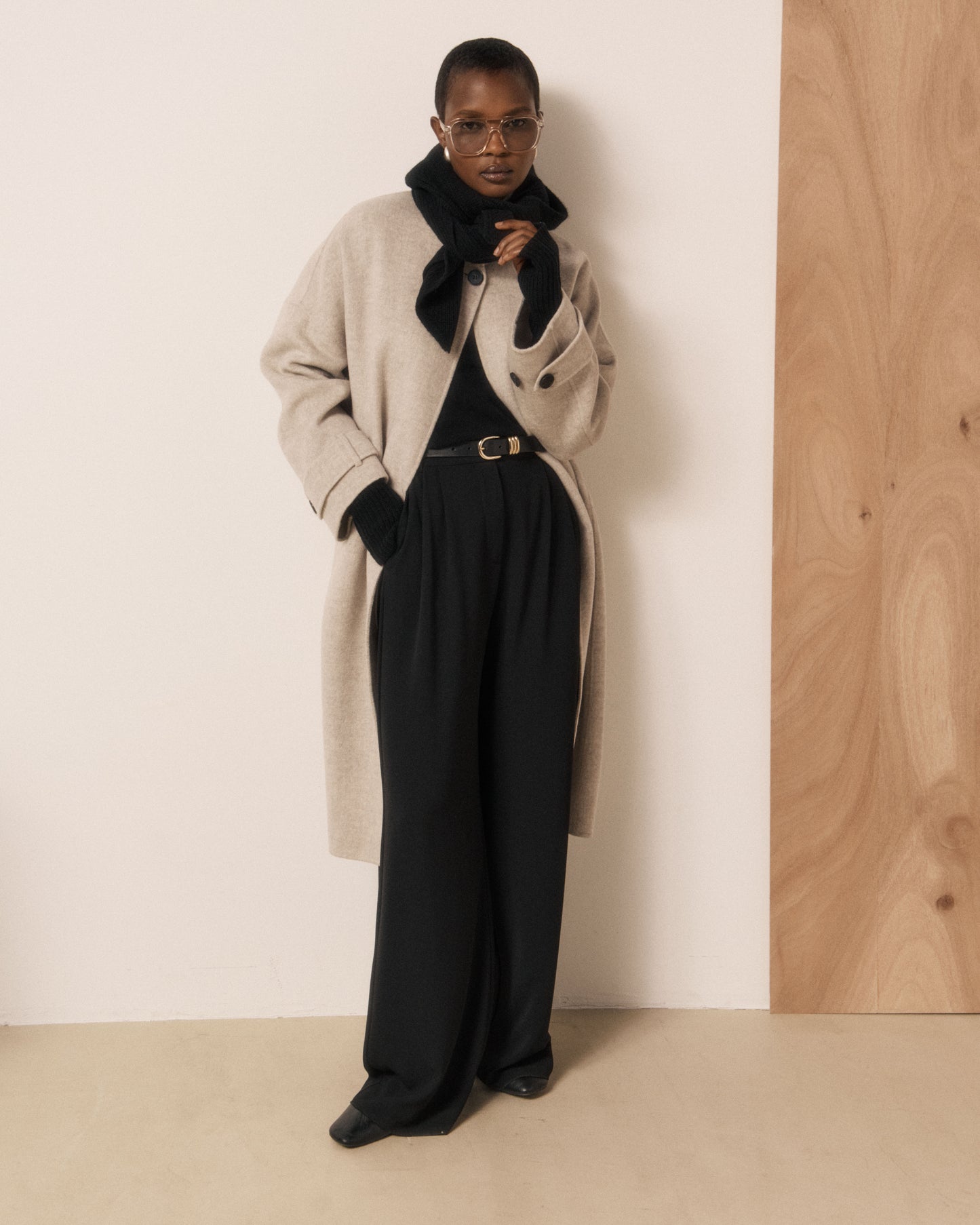 Mitaines Femme en Laine & Cachemire Noir Messia