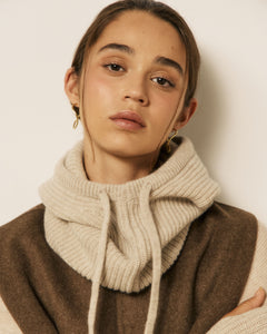 Cagoule Femme en Laine & Cachemire Ecru Meysie