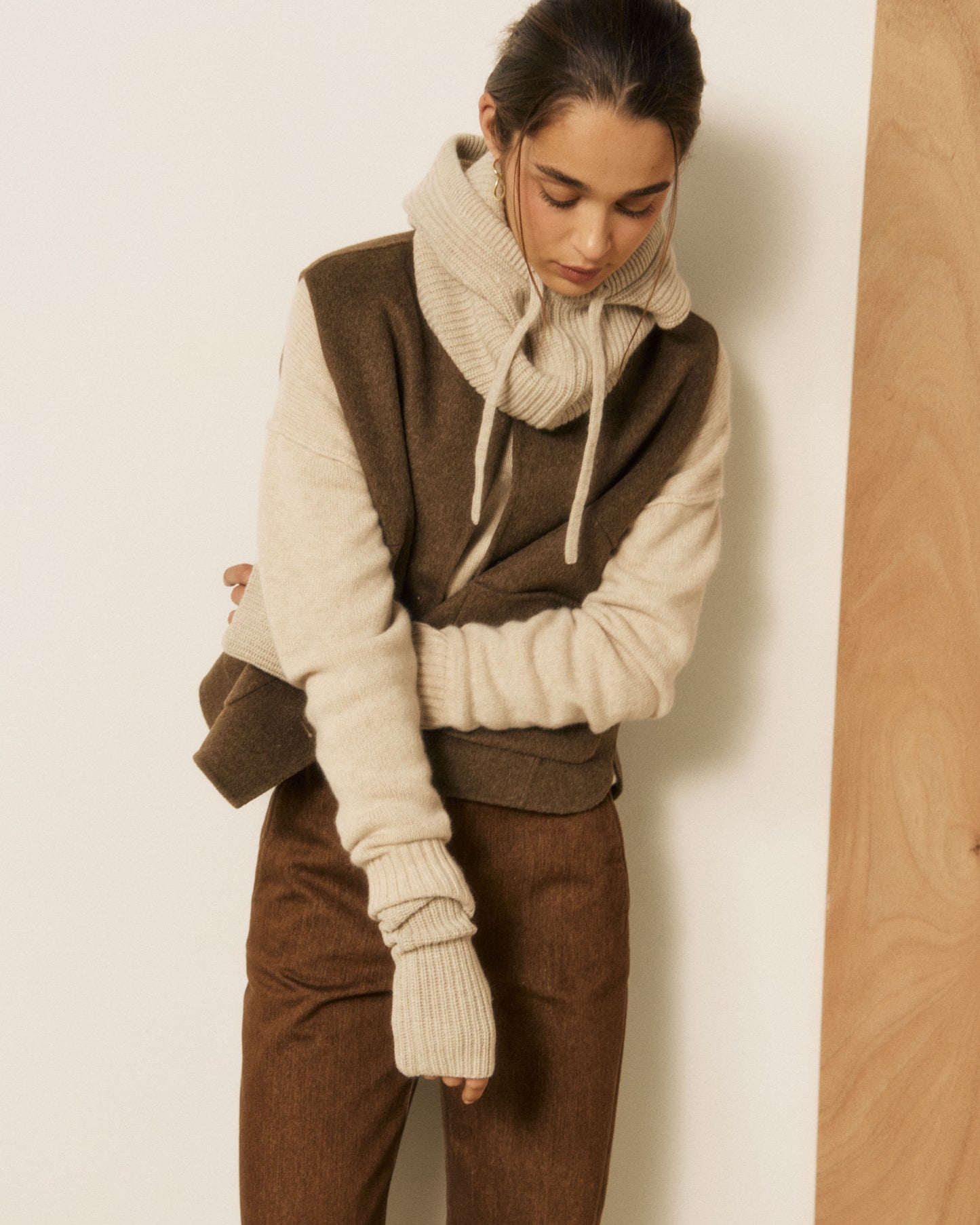 Cagoule Femme en Laine & Cachemire Ecru Meysie