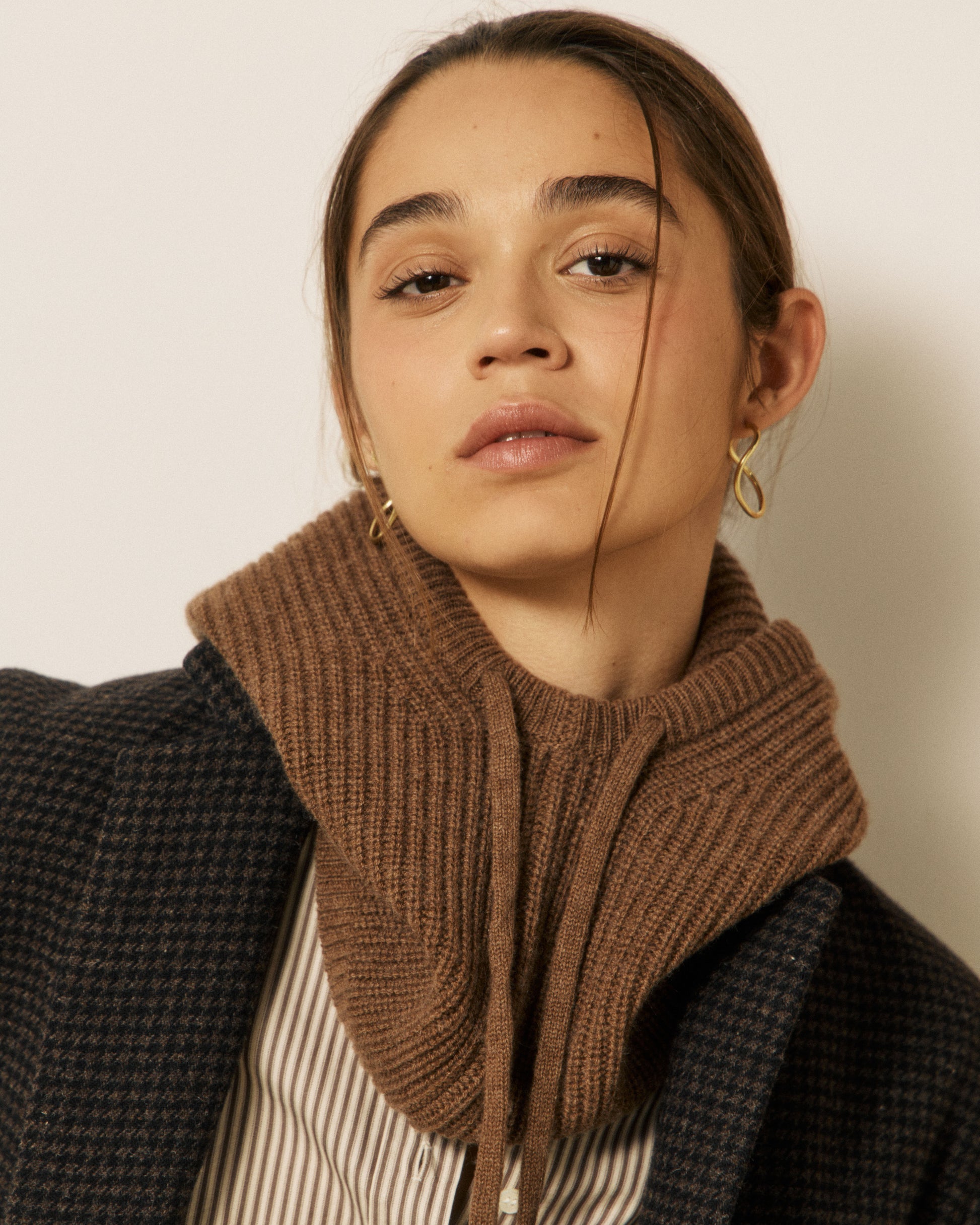 Cagoule Femme en Laine & Cachemire Cognac Meysie