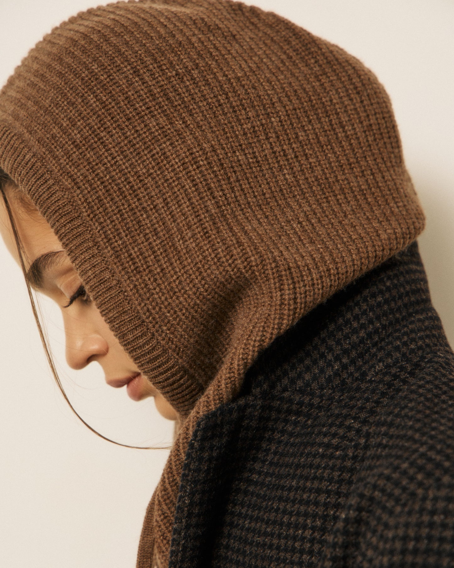 Cagoule Femme en Laine & Cachemire Cognac Meysie