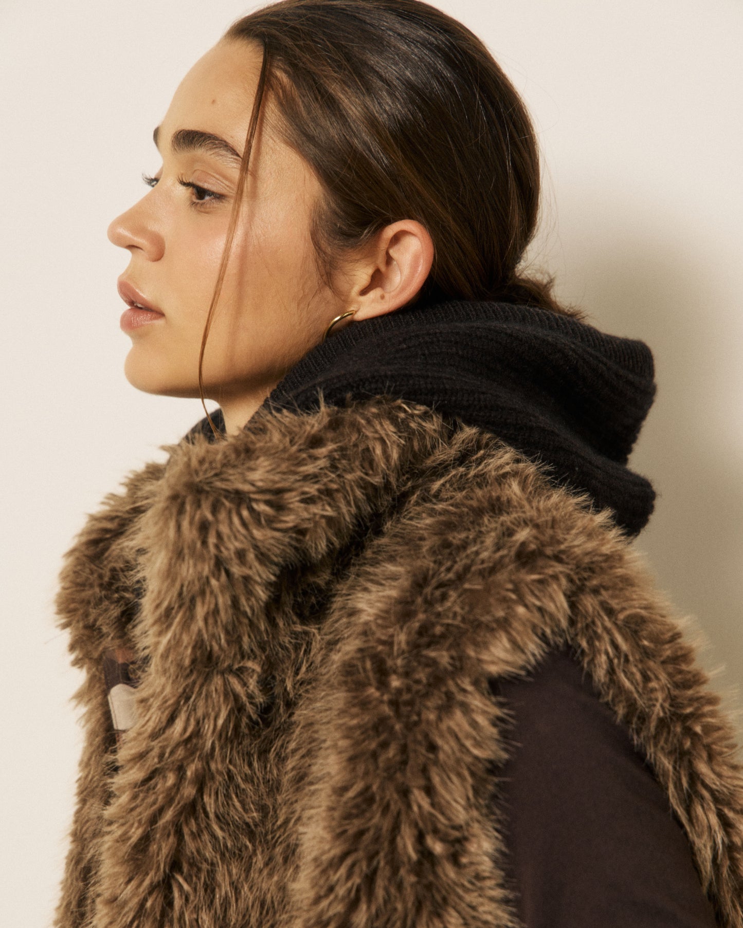 Cagoule Femme en Laine & Cachemire Marron Meysie
