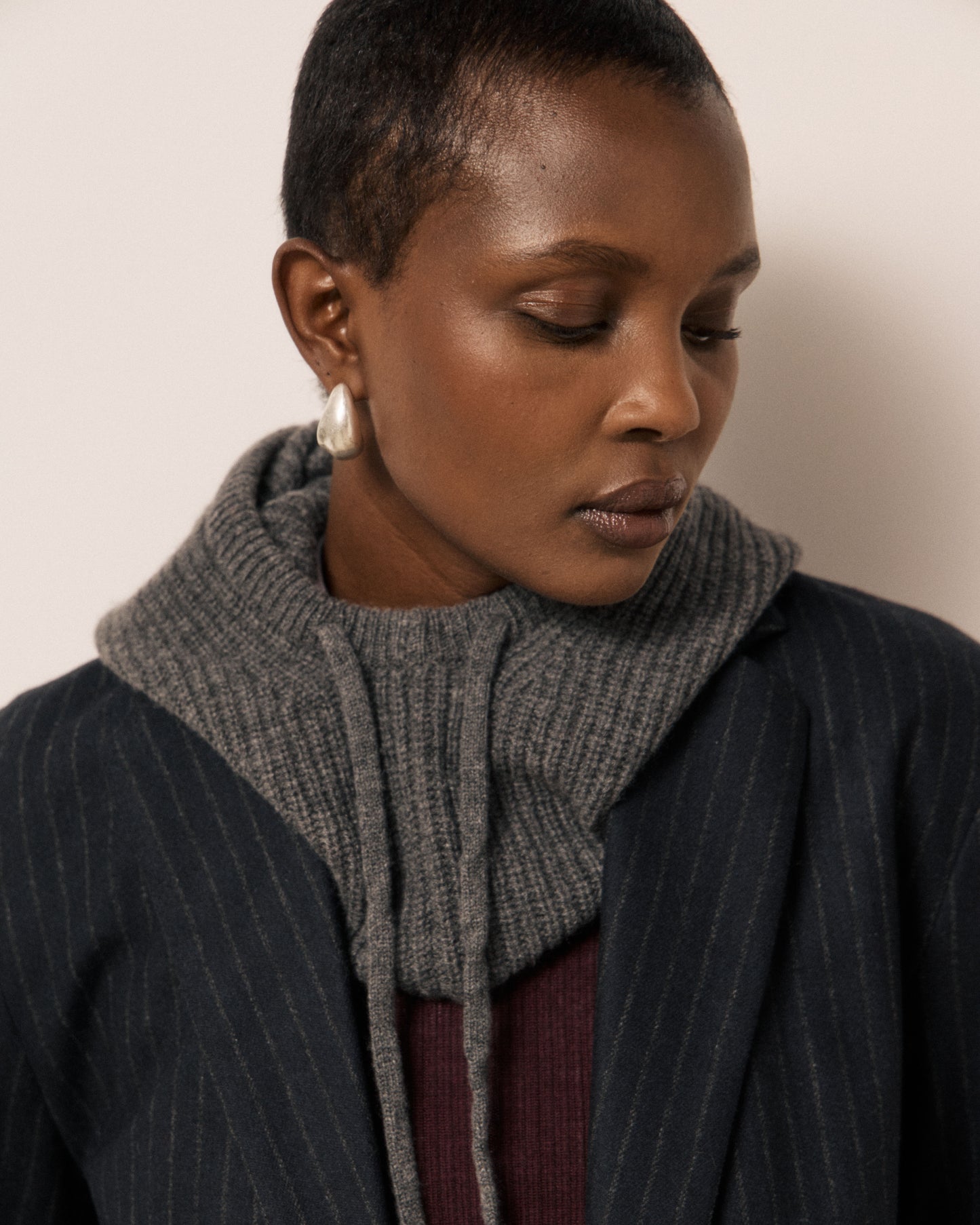 Cagoule Femme en Laine & Cachemire Gris Meysie