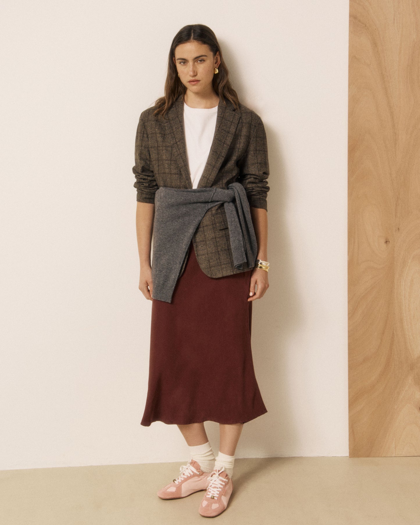Veste Femme en Laine imprimé Princes de Galles Marron Victo